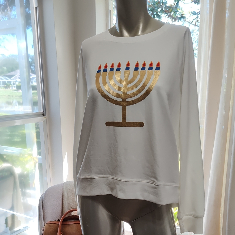 NWT PHILOSOPHY Hanukkah Menorah Sweatshirt